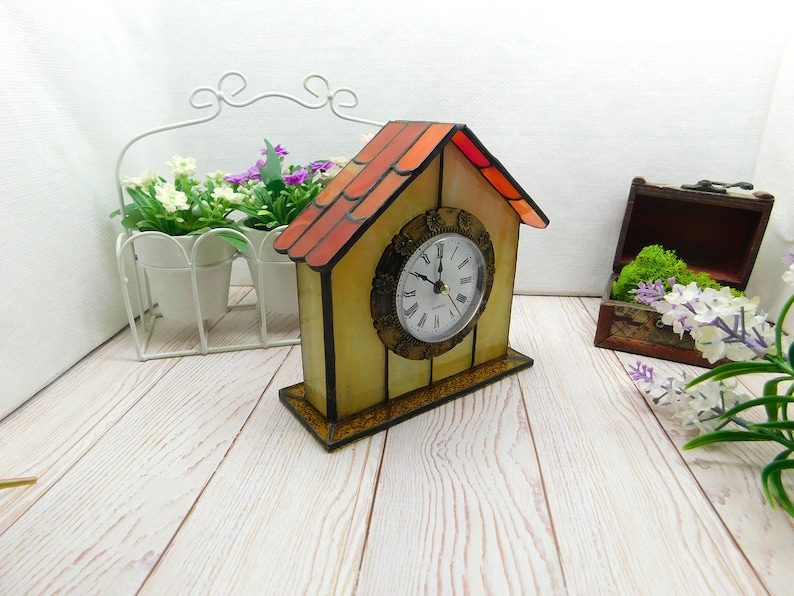 Handmade Glass Table Clock Stained Glass Decor for Home or Etsy