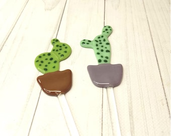 glass cactus Set of 2, Plant Pot Decoration, mini ornament fusing glass