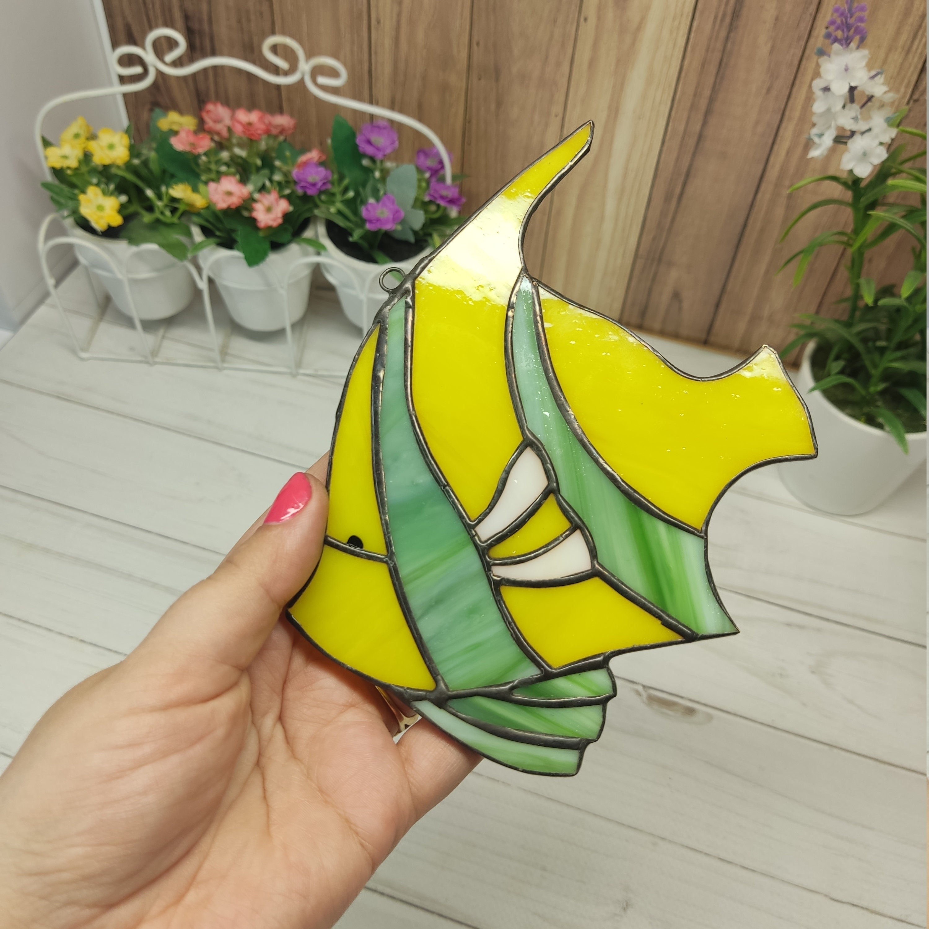 Stained Glass Fish Window or Wall Decor Color Glass Fish Etsy