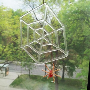 Glass web, stained glass window, stained glass panel, gothic home decor, halloween decoration, halloween gifts, halloween decor, stain glass