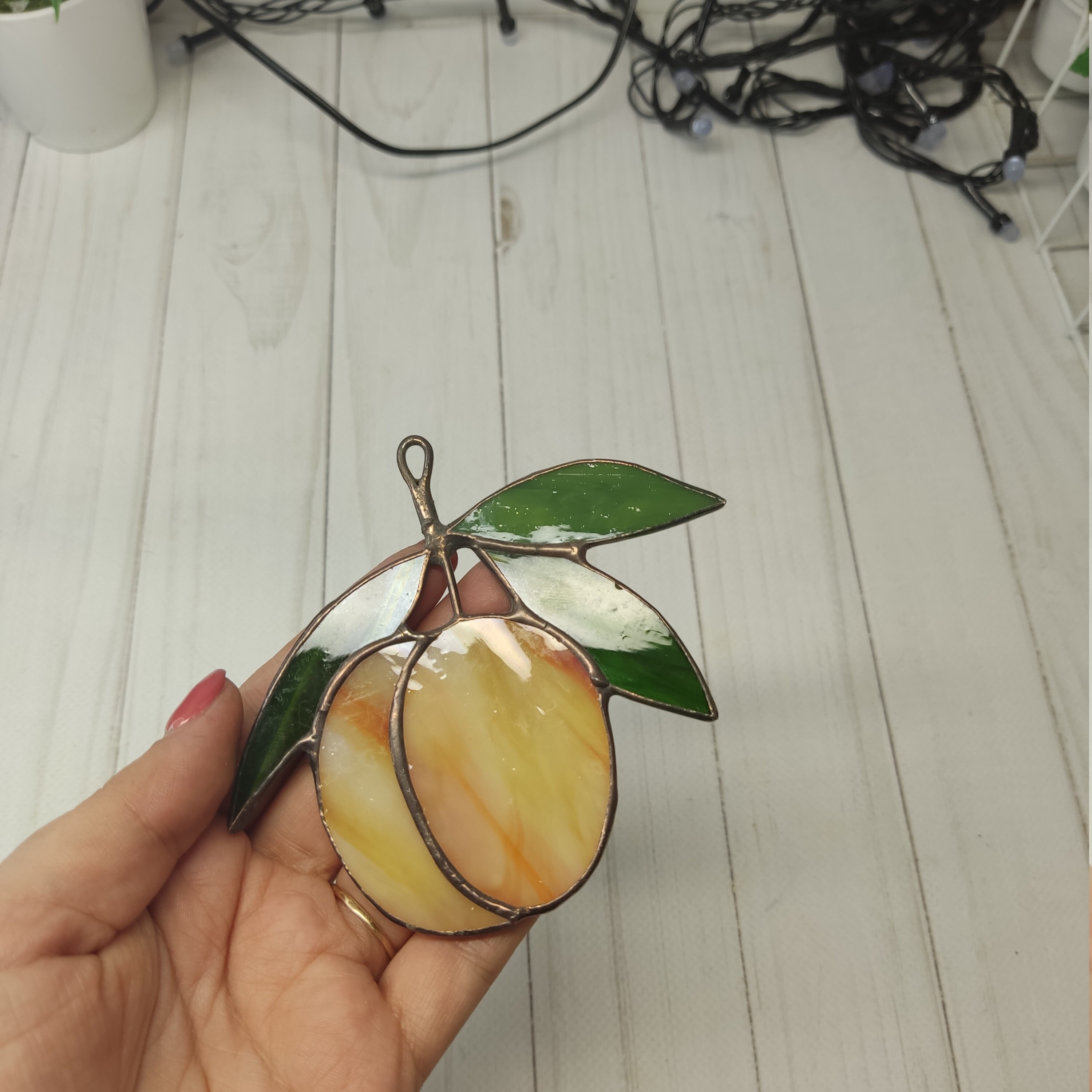 Stained Glass Peach Kitchen Decor Peach Suncatcher Food Etsy