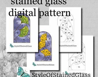 Stained Glass Ginkgo Panel Pattern: Easy DIY Fairy Garden Decor (PDF Download)