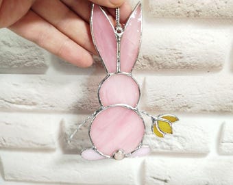 Stained Glass Easter Bunny, Handmade Window Decor Rabbit Gift