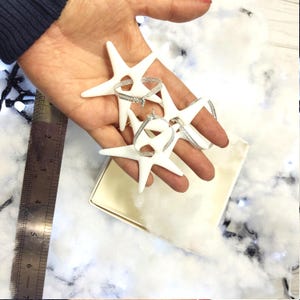 stained glass stars, White Stars set of 3, Christmas little gift idea, Fusing glass memorial star