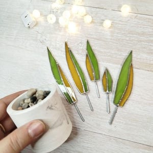 Agave stained glass, handmade fake plant decor suncatcher, Nature Desktop Succulent