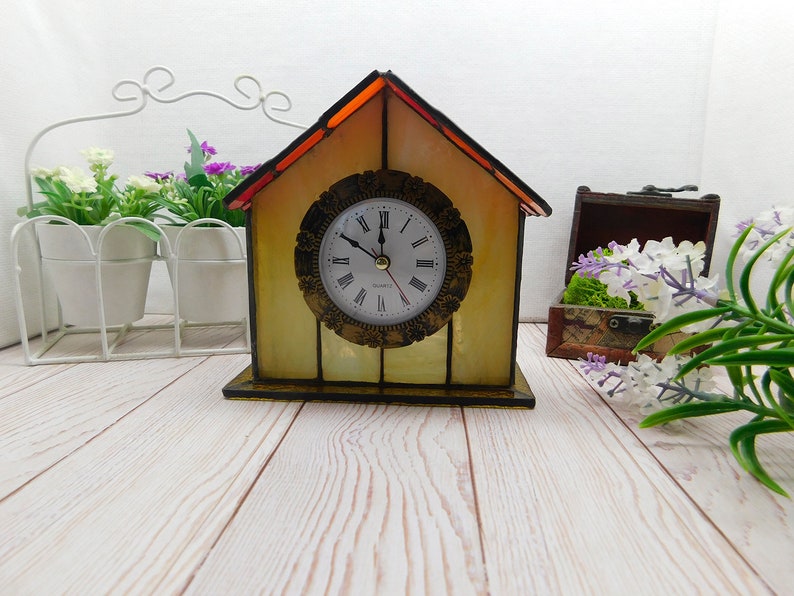 Handmade Glass Table Clock Stained Glass Decor for Home or Etsy