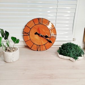 Stained glass clock, Colorful Wall Clock, Modern Stained Glass, Round Glass Clock, Unique Wall Clock, Modern Clock, hanging clock