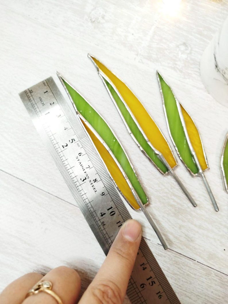 Agave stained glass, handmade fake plant decor suncatcher, Nature Desktop Succulent