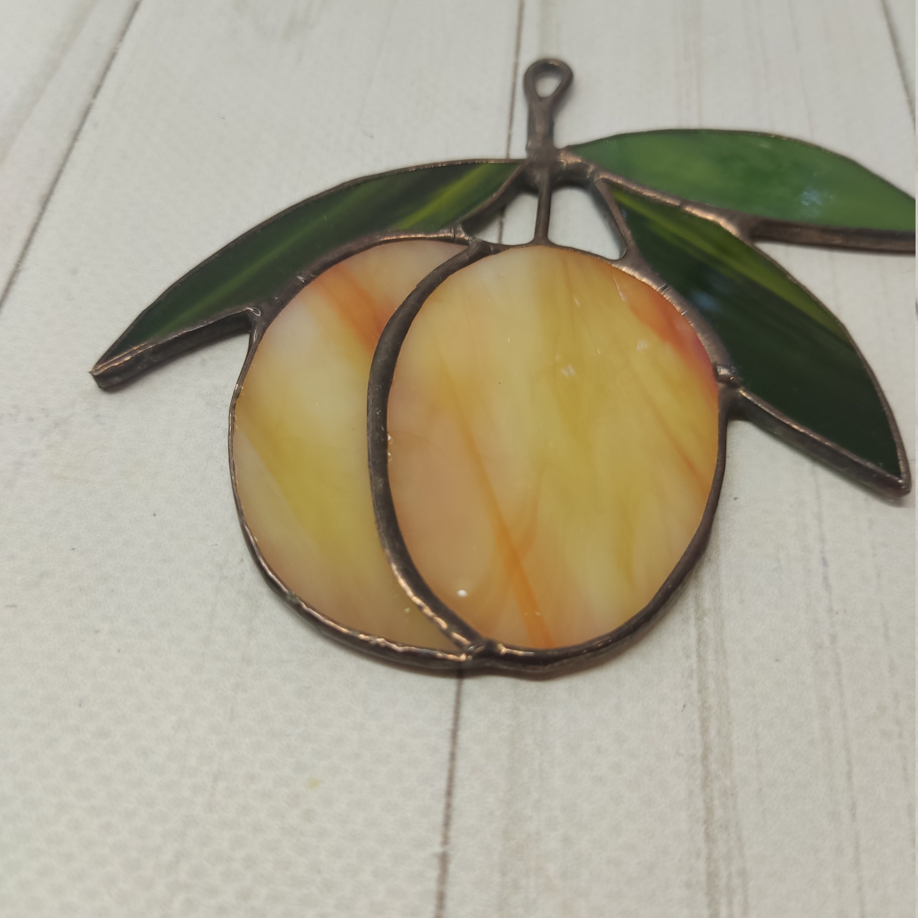 Stained Glass Peach Kitchen Decor Peach Suncatcher Food Etsy