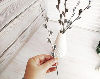 Stained Glass Willow Branch, Handmade Spring Floral Decor for Vase or Planter
