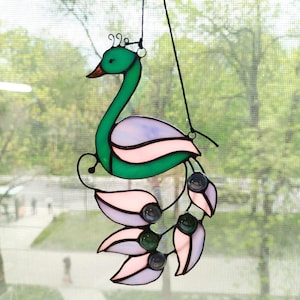 Stained glass peacock hanging window decor Suncatcher mothers day gift handmade