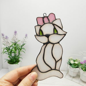 Glasmalerei-Katze, wählen Sie die Farbe der Katze, Fensterglas-Dekor, schöne Katzen-Dekor, Freundgeschenk, Glasmalerei-Dekor, Fenster-Wand-Dekor