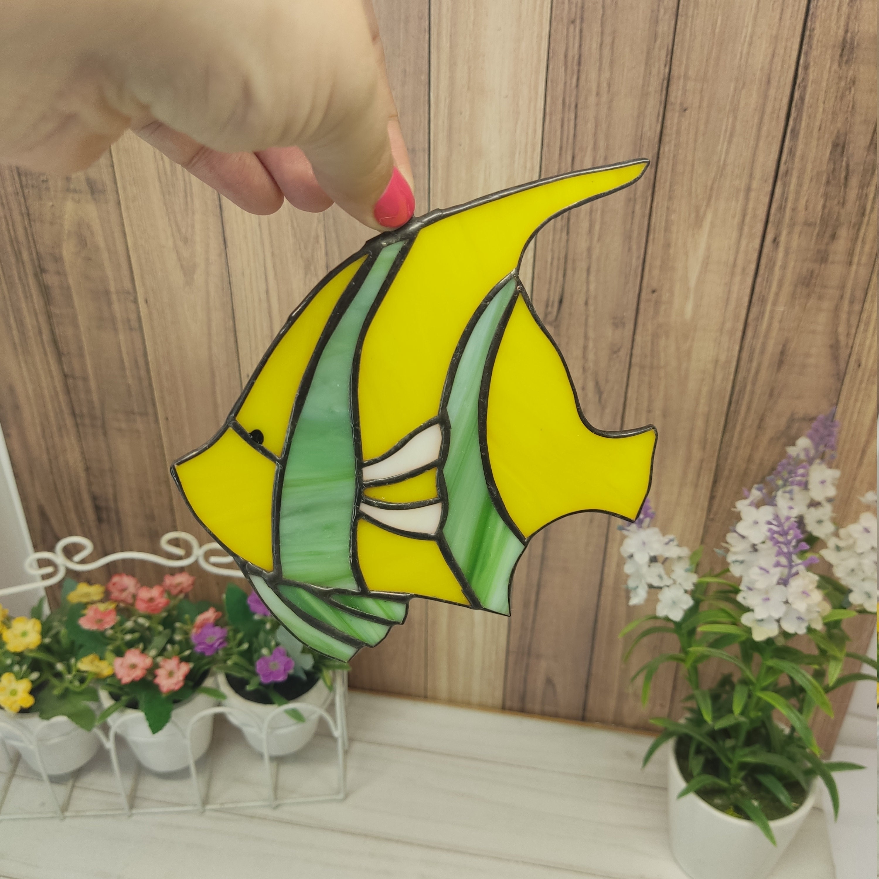 Stained Glass Fish Window or Wall Decor Color Glass Fish Etsy