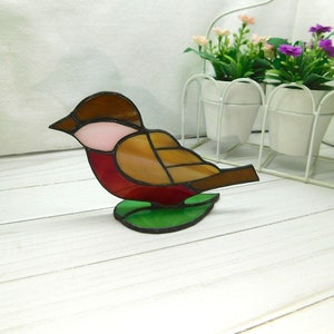 Stained Glass Bird, Lovely Home Decor, Glass Lovely Easter or Birthday Gift, Happiness Bird