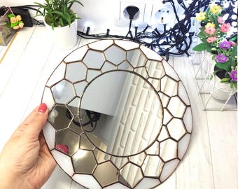 Stained glass mirror, handmade wall decor, decorative housewarming gift pop art mirror