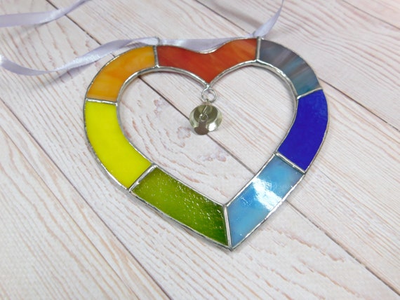 Buy Stained Glass Heart, Colored Heart, Romantic Stained Glass Home Decor,  Wonderful Gift to a Loved One Online in India 