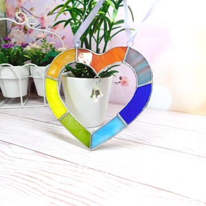 Stained Glass Heart Suncatcher: Romantic Home Decor Gift