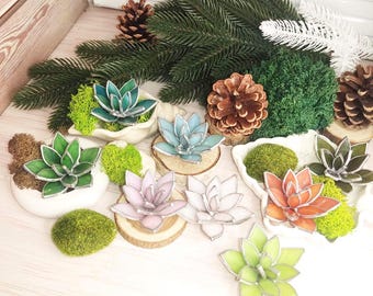 Succulent stained glass plant, water lily, artificial plant cactus, unique art