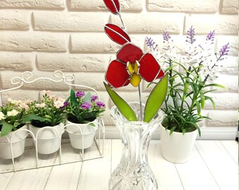 ステンドグラスの蘭の花：胡蝶蘭のインテリア - Etsy 日本