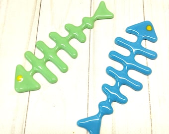 Fused Glass Fish Skeleton Suncatcher, Colorful Fishbone Ornament window pendant