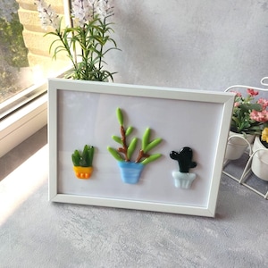 Fused glass wall art, Fusing plant, glass plant, Glass Wall Art, Art Glass, Fused Glass, botanical wall art, potted plants, glass flowers