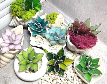 Stained Glass Succulent: Cactus Glass Art, Unique Home Decor