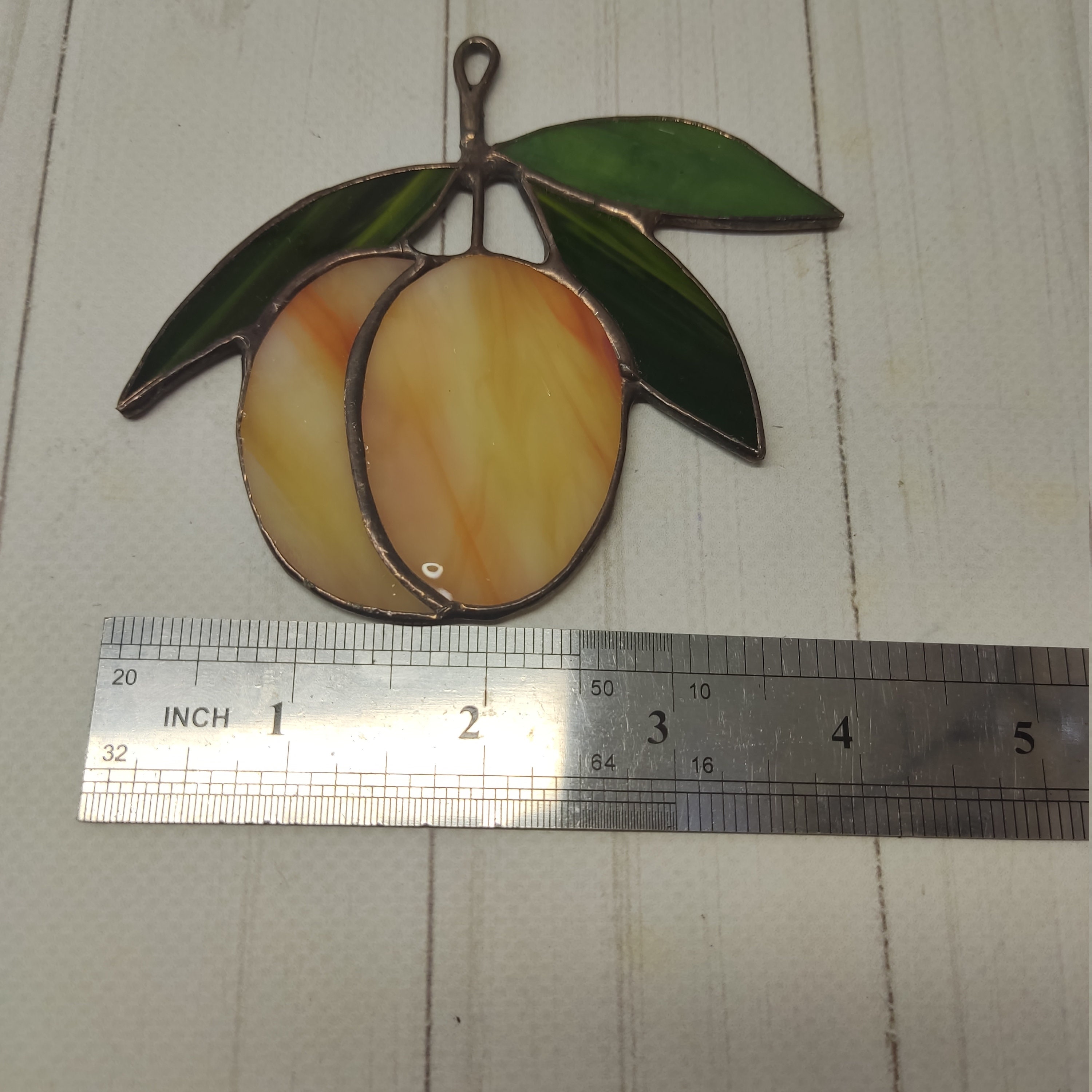 Stained Glass Peach Kitchen Decor Peach Suncatcher Food Etsy