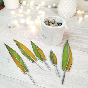Agave stained glass, handmade fake plant decor suncatcher, Nature Desktop Succulent