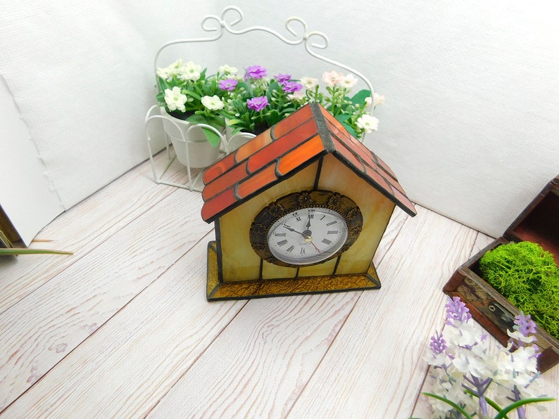Handmade Glass Table Clock Stained Glass Decor for Home or Etsy