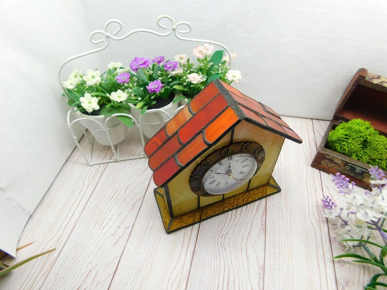 Handmade Glass Table Clock Stained Glass Decor for Home or Etsy