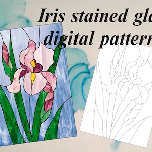 Iris stained glass digital pdf pattern