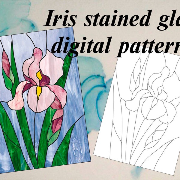 Iris stained glass digital pdf pattern
