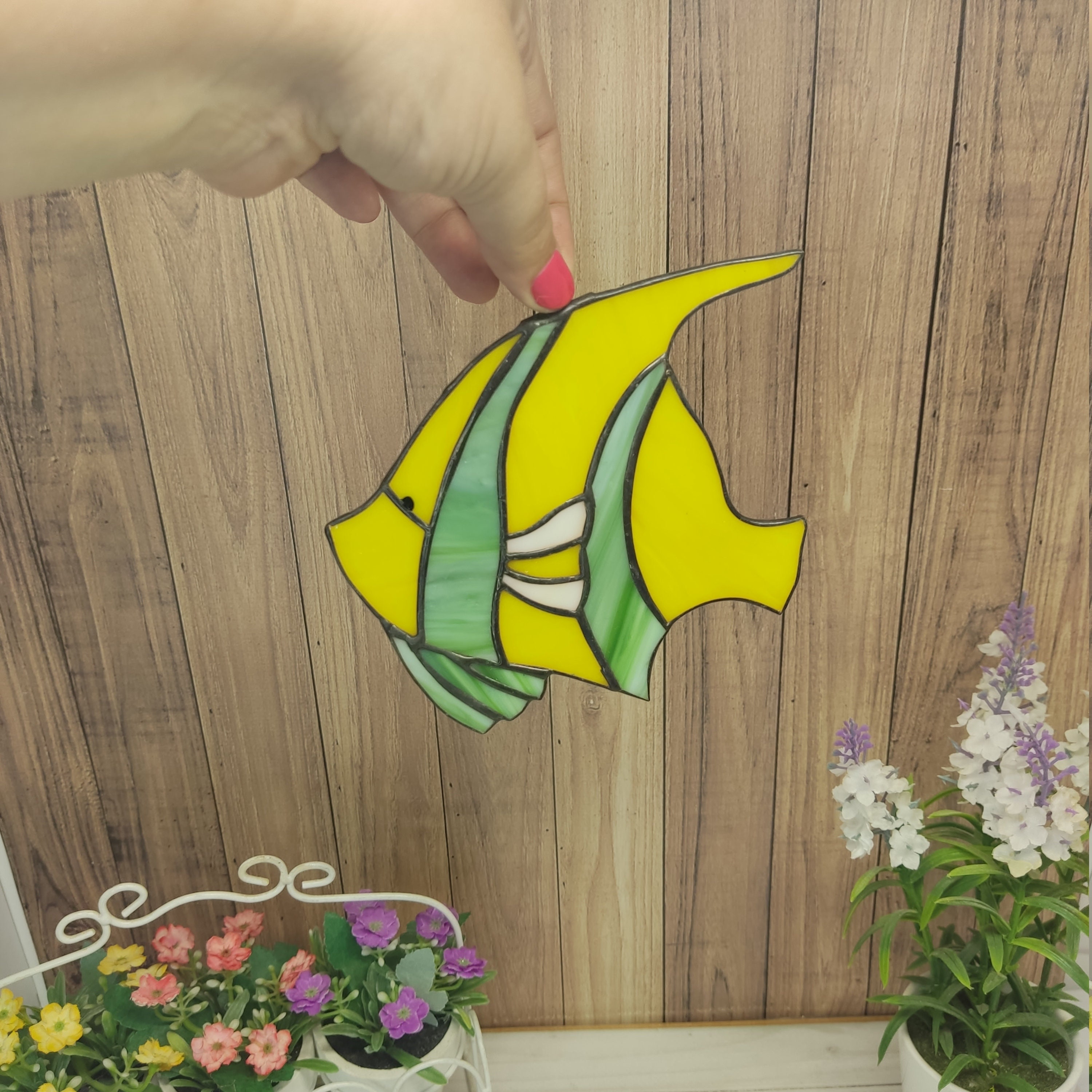 Stained Glass Fish Window or Wall Decor Color Glass Fish Etsy