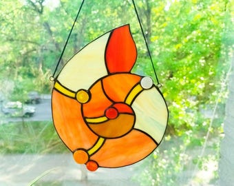 Stained Glass Seashell Suncatcher, Ocean Window Hanging, Coastal Beach Decor, Handmade Glass Art