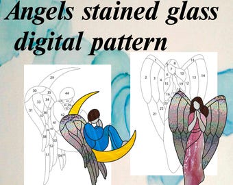 Stained Glass Angel Pattern, DIY Suncatcher Xmas Decor (PDF Pattern)