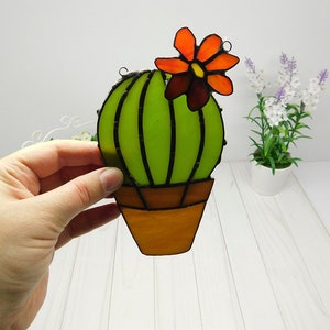 Glasglas Kaktus, Glas saftig, grün Kaktus, Kaktus Figur, Glas saftig Suncatcher, Kaktus-Liebhaber, moderne Glasmalerei