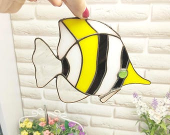 Stained Glass Scalaria Fish, window hangings suncatcher, handmade lover gift