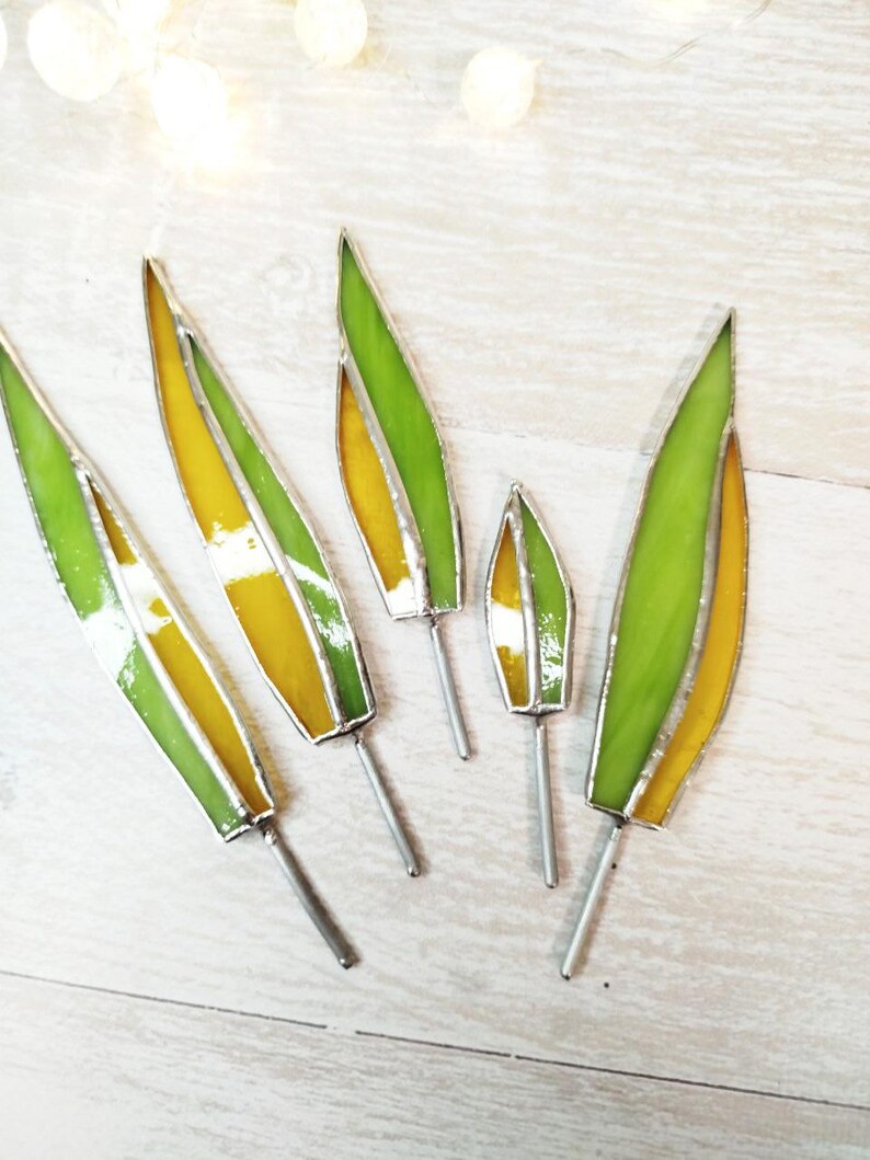 Agave stained glass, handmade fake plant decor suncatcher, Nature Desktop Succulent