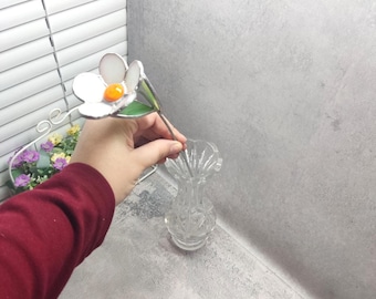 Stained glass white flower chamomile handmade 3D flower, Gift for Garden Lovers