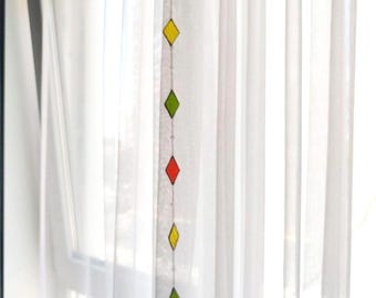 Stained Glass Dream Sun Catcher: Geometric Window Hanging with Crystal Beads