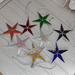 Transparent snowflakes, Stained glass star, wishing star, winter holiday star, colors stars, housewarming star, glass stars