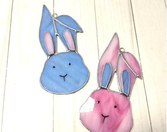 Handmade Stained Glass Bunny Suncatcher, Easter Window Hangings, Children's Room Decor