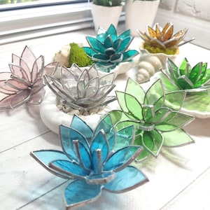 Glasmalerei Kaktus , Seerose , Kunstpflanze, Kaktus Glaskunst, einzigartige Sukkulente, Sukkulenten Kunst, Glas Sukkulente, Glasmalerei