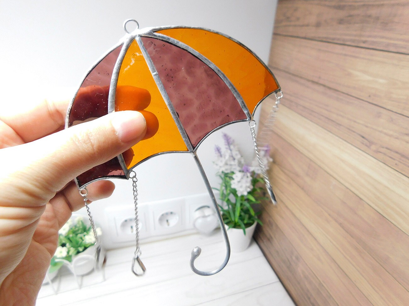 Stained Glass Umbrella Modern Suncatcher Rain and Umbrella Etsy