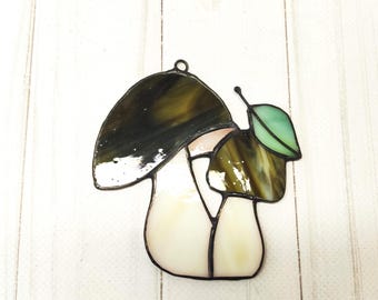 Stain glass mushroom, hanging plant suncatcher, window hangings decor for garden