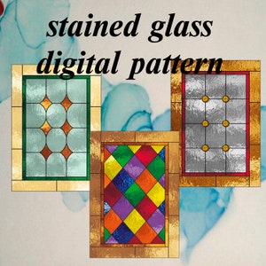 Geometric stained glass pattern, Suncatcher pattern, DIY Stained Glass, Modern stained glass, boho stained glass, suncatcher patterns