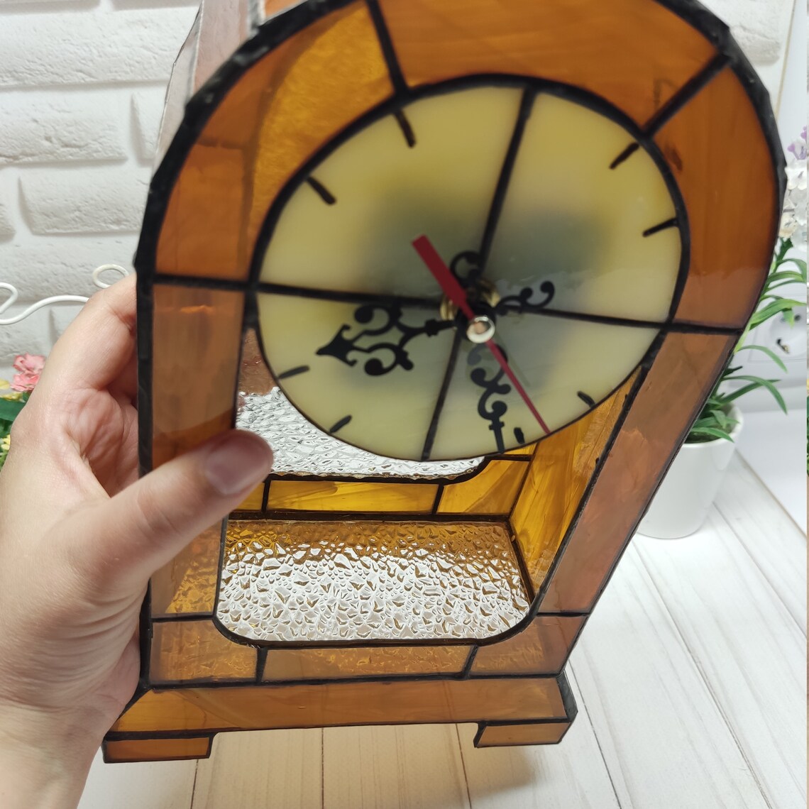 Stained Glass Clock Table Glass Clock Suncatcher Clock Etsy