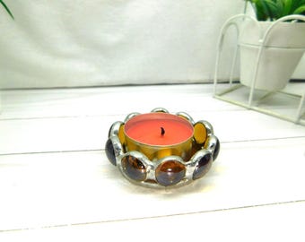 Stained Glass Tealight Holder, Handmade Candle Holder, Table Decor, Housewarming Gift