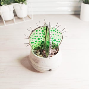 Cactus in vaso di vetro colorato, mini vaso di fiori per piante, delicate piante grasse in vetro artistico