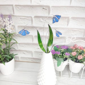 Handgefertigter Violetter Glas-Pflanzenstecker - Blumenfensterdekor